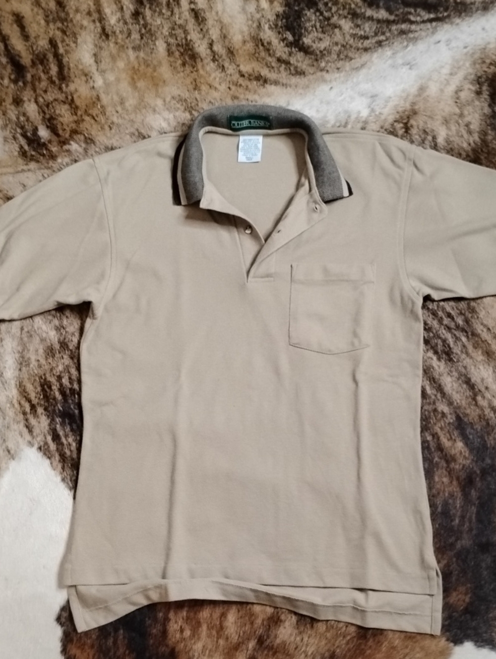 Outer Banks Classic Men’s Polo Shirt - Beige with Contrasting Collar